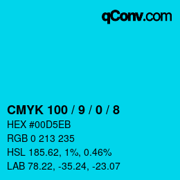 颜色代码: CMYK 100 / 9 / 0 / 8 | qconv.com