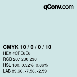 カラーコード: CMYK 10 / 0 / 0 / 10 | qconv.com