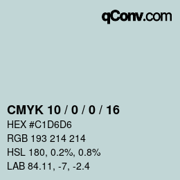 Farbcode: CMYK 10 / 0 / 0 / 16 | qconv.com