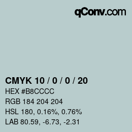 Color code: CMYK 10 / 0 / 0 / 20 | qconv.com