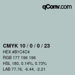 Código de color: CMYK 10 / 0 / 0 / 23 | qconv.com