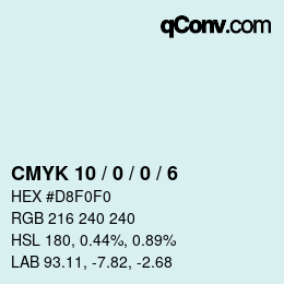 カラーコード: CMYK 10 / 0 / 0 / 6 | qconv.com