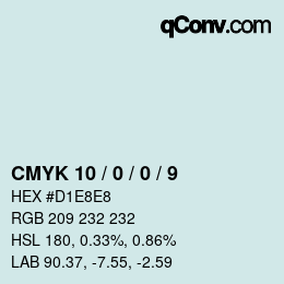 カラーコード: CMYK 10 / 0 / 0 / 9 | qconv.com