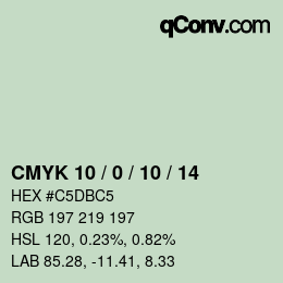 カラーコード: CMYK 10 / 0 / 10 / 14 | qconv.com