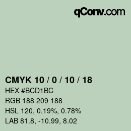 カラーコード: CMYK 10 / 0 / 10 / 18 | qconv.com