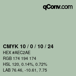 カラーコード: CMYK 10 / 0 / 10 / 24 | qconv.com