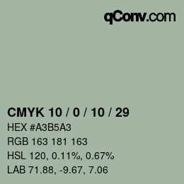 カラーコード: CMYK 10 / 0 / 10 / 29 | qconv.com