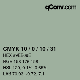 颜色代码: CMYK 10 / 0 / 10 / 31 | qconv.com