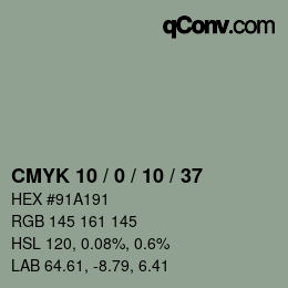 カラーコード: CMYK 10 / 0 / 10 / 37 | qconv.com