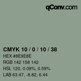 Color code: CMYK 10 / 0 / 10 / 38 | qconv.com