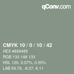 颜色代码: CMYK 10 / 0 / 10 / 42 | qconv.com
