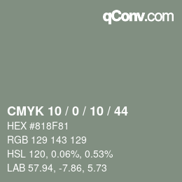 カラーコード: CMYK 10 / 0 / 10 / 44 | qconv.com