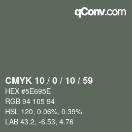 颜色代码: CMYK 10 / 0 / 10 / 59 | qconv.com