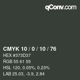 Color code: CMYK 10 / 0 / 10 / 76 | qconv.com
