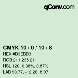 颜色代码: CMYK 10 / 0 / 10 / 8 | qconv.com