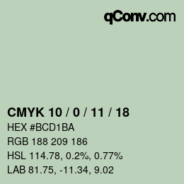 Color code: CMYK 10 / 0 / 11 / 18 | qconv.com