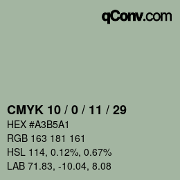 カラーコード: CMYK 10 / 0 / 11 / 29 | qconv.com