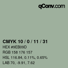 カラーコード: CMYK 10 / 0 / 11 / 31 | qconv.com