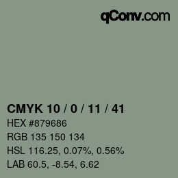 カラーコード: CMYK 10 / 0 / 11 / 41 | qconv.com