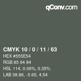 Color code: CMYK 10 / 0 / 11 / 63 | qconv.com