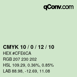 カラーコード: CMYK 10 / 0 / 12 / 10 | qconv.com