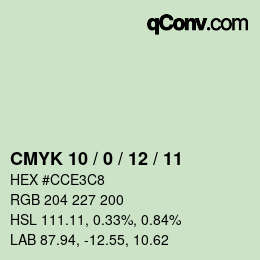 カラーコード: CMYK 10 / 0 / 12 / 11 | qconv.com