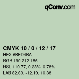 Color code: CMYK 10 / 0 / 12 / 17 | qconv.com