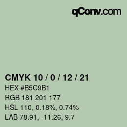 カラーコード: CMYK 10 / 0 / 12 / 21 | qconv.com
