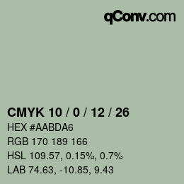 Color code: CMYK 10 / 0 / 12 / 26 | qconv.com