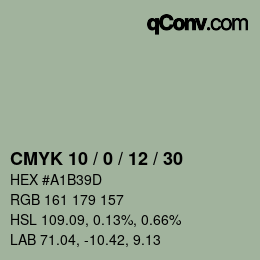 カラーコード: CMYK 10 / 0 / 12 / 30 | qconv.com