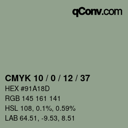 颜色代码: CMYK 10 / 0 / 12 / 37 | qconv.com