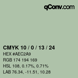 カラーコード: CMYK 10 / 0 / 13 / 24 | qconv.com