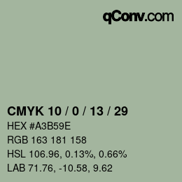 颜色代码: CMYK 10 / 0 / 13 / 29 | qconv.com