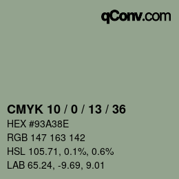 Color code: CMYK 10 / 0 / 13 / 36 | qconv.com