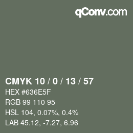 Código de color: CMYK 10 / 0 / 13 / 57 | qconv.com
