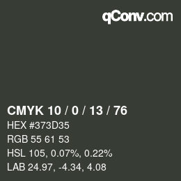 カラーコード: CMYK 10 / 0 / 13 / 76 | qconv.com