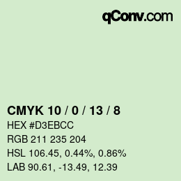 カラーコード: CMYK 10 / 0 / 13 / 8 | qconv.com