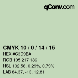 カラーコード: CMYK 10 / 0 / 14 / 15 | qconv.com