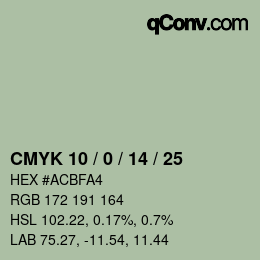 Color code: CMYK 10 / 0 / 14 / 25 | qconv.com