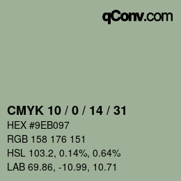 Color code: CMYK 10 / 0 / 14 / 31 | qconv.com