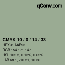 カラーコード: CMYK 10 / 0 / 14 / 33 | qconv.com