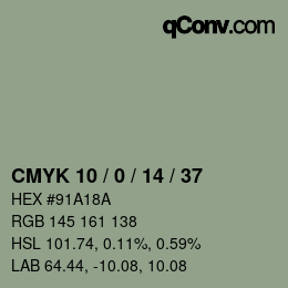 颜色代码: CMYK 10 / 0 / 14 / 37 | qconv.com