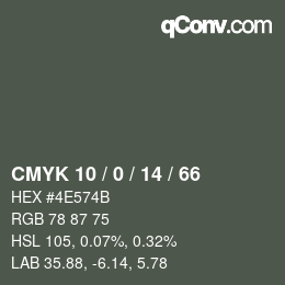 颜色代码: CMYK 10 / 0 / 14 / 66 | qconv.com