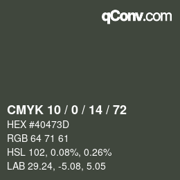 カラーコード: CMYK 10 / 0 / 14 / 72 | qconv.com