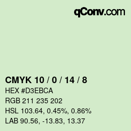 カラーコード: CMYK 10 / 0 / 14 / 8 | qconv.com