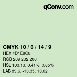 カラーコード: CMYK 10 / 0 / 14 / 9 | qconv.com