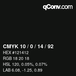 カラーコード: CMYK 10 / 0 / 14 / 92 | qconv.com