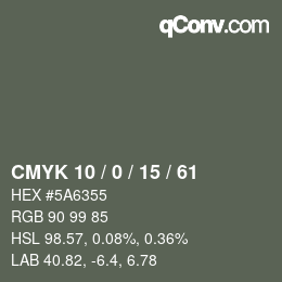 Color code: CMYK 10 / 0 / 15 / 61 | qconv.com