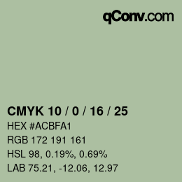 Color code: CMYK 10 / 0 / 16 / 25 | qconv.com