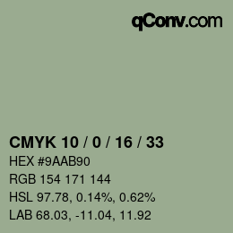 Color code: CMYK 10 / 0 / 16 / 33 | qconv.com